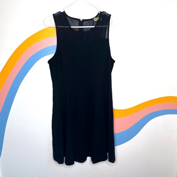 Forever 21+ Sleeveless Mini Dress Womens Size 1X Black Mesh Pleated Fit Flare - Picture 1 of 7
